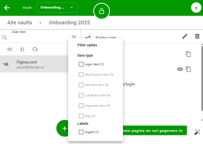 Filteren op itemtypes of tags